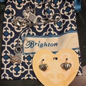 Brighton Silver Necklace With Butterfly Ans Earings
